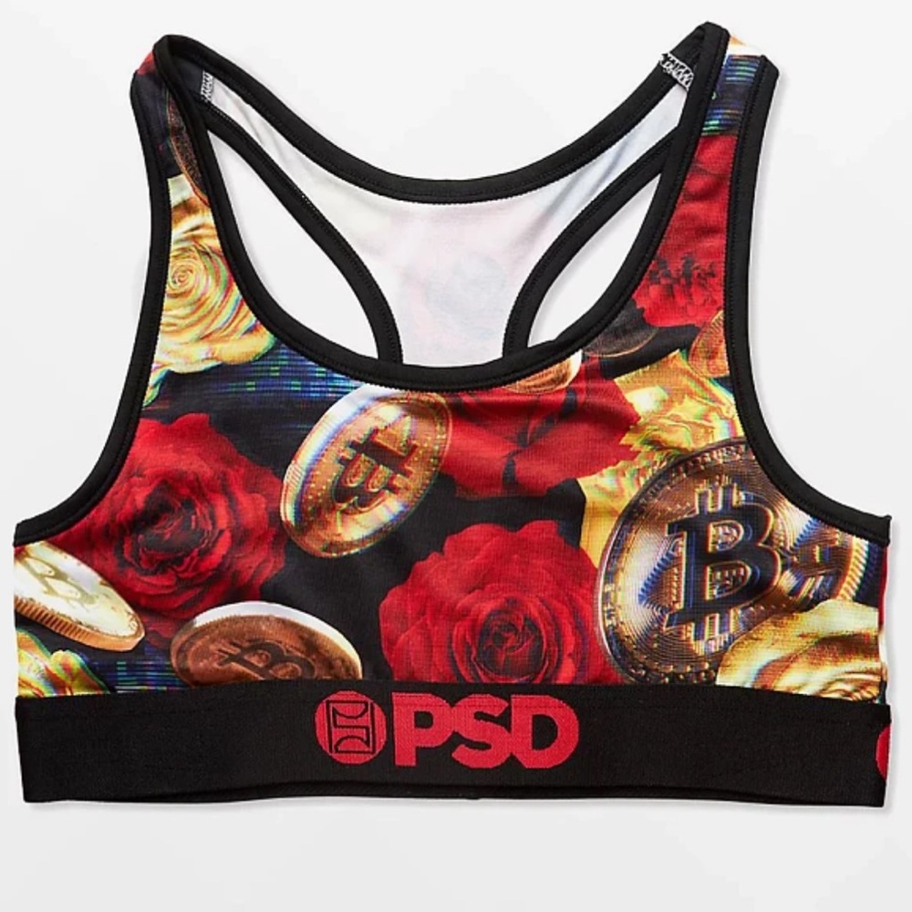 PSD ROSES & BITCOIN SPORTS BRA MEDIUM